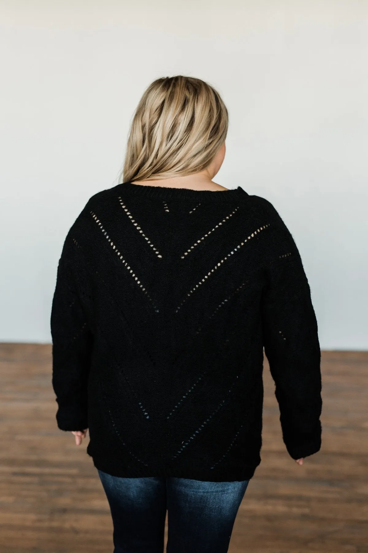 Dance Into The Night Pointelle Sweater- Black