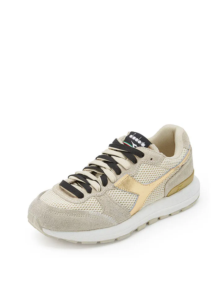 Diadora Women Kmaro 42 Metal Wax Trainers Seedpearl / Oyster Gray