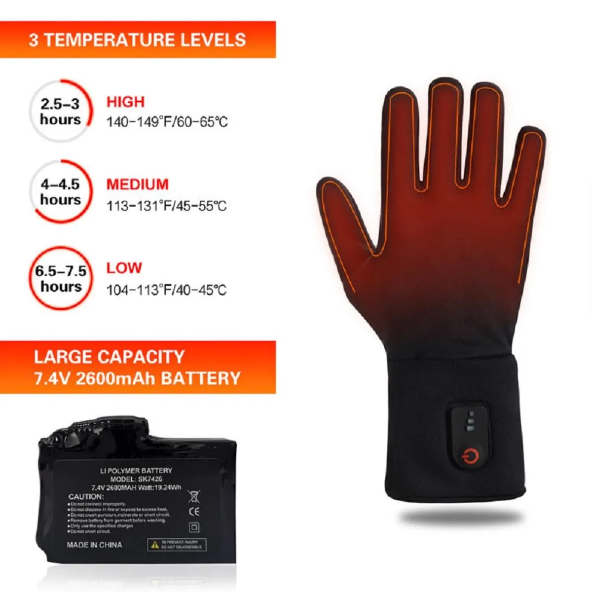 Dr.Warm Factory Rechargeable Battery Electric Winter Inner Thin Heated Gloves