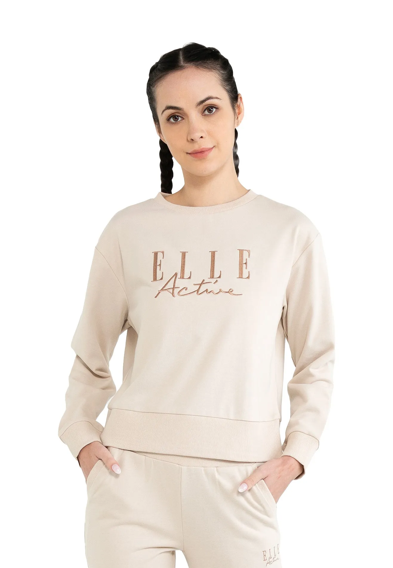 ELLE Active Classical Logo Round Neck Sweater