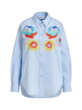 Essentiel Antwerp Eskia Embroidered Shirt in Combo Blue Regatta