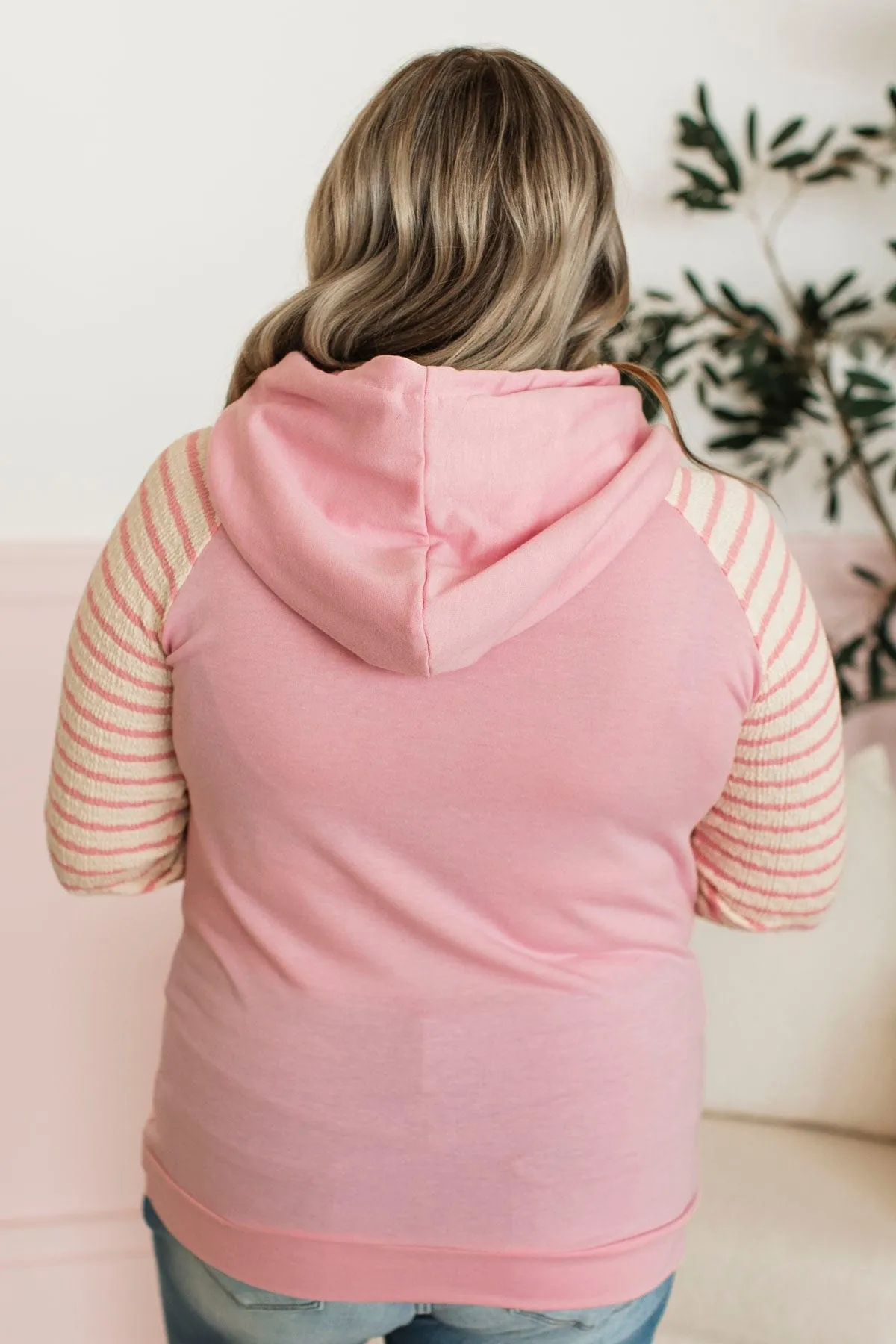 Free To Thrive Lightweight Hoodie- Pink & Ivory