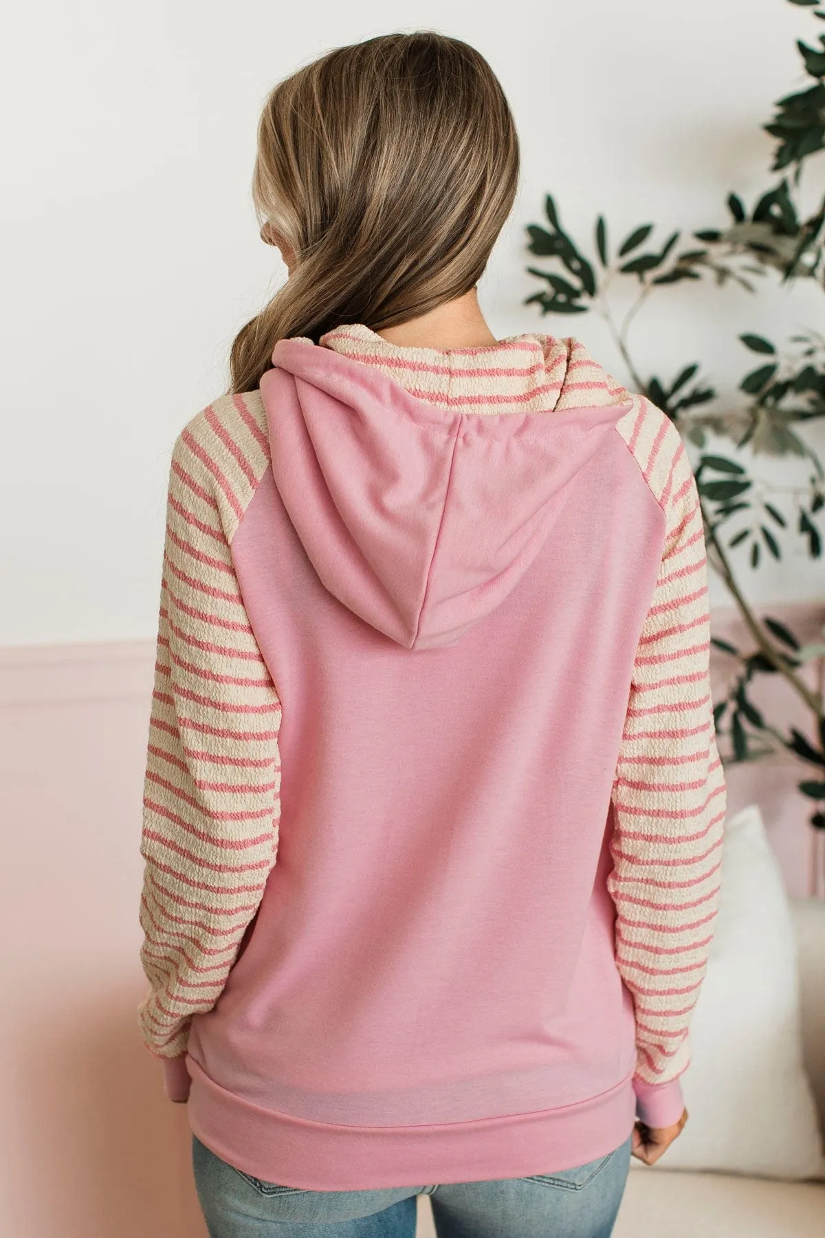 Free To Thrive Lightweight Hoodie- Pink & Ivory