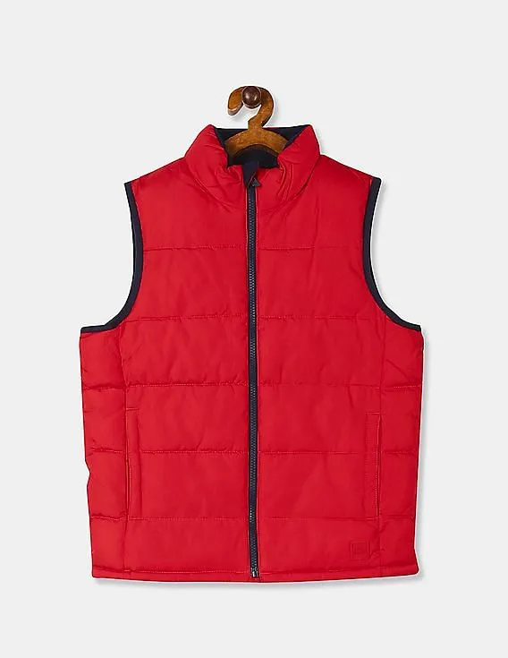 GAP Boys Red Solid Warmest Gilet Jacket