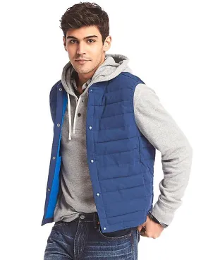 GAP Men Blue Ribbed Neck Padded Gilet Jacket