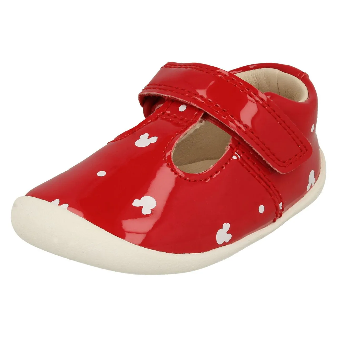 Girls Clarks Disney Detailed T-Bar Shoes Roamer Polka