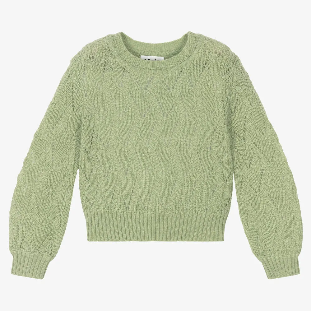 Girls Green Wool Sweater