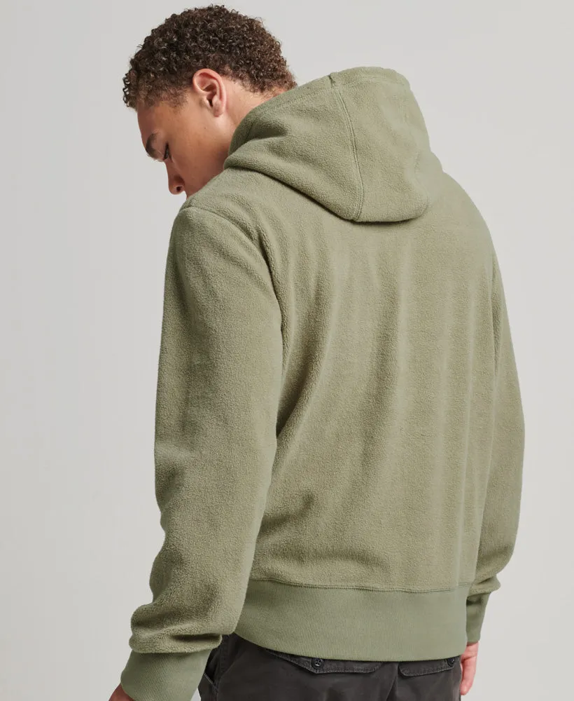 Graphic Logo Loose Fleece Hoodie | Light Khaki