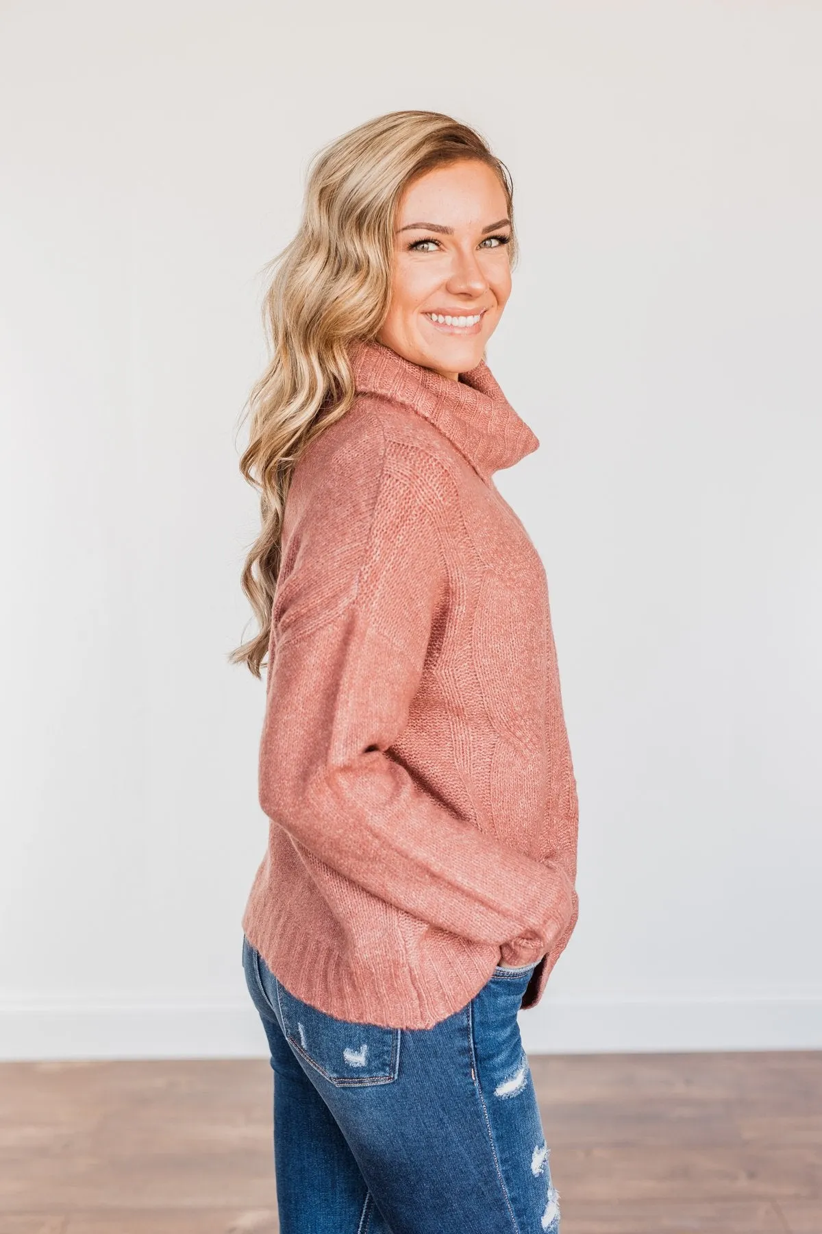 Greatest Blessings Knit Cowl Neck Sweater- Mauve