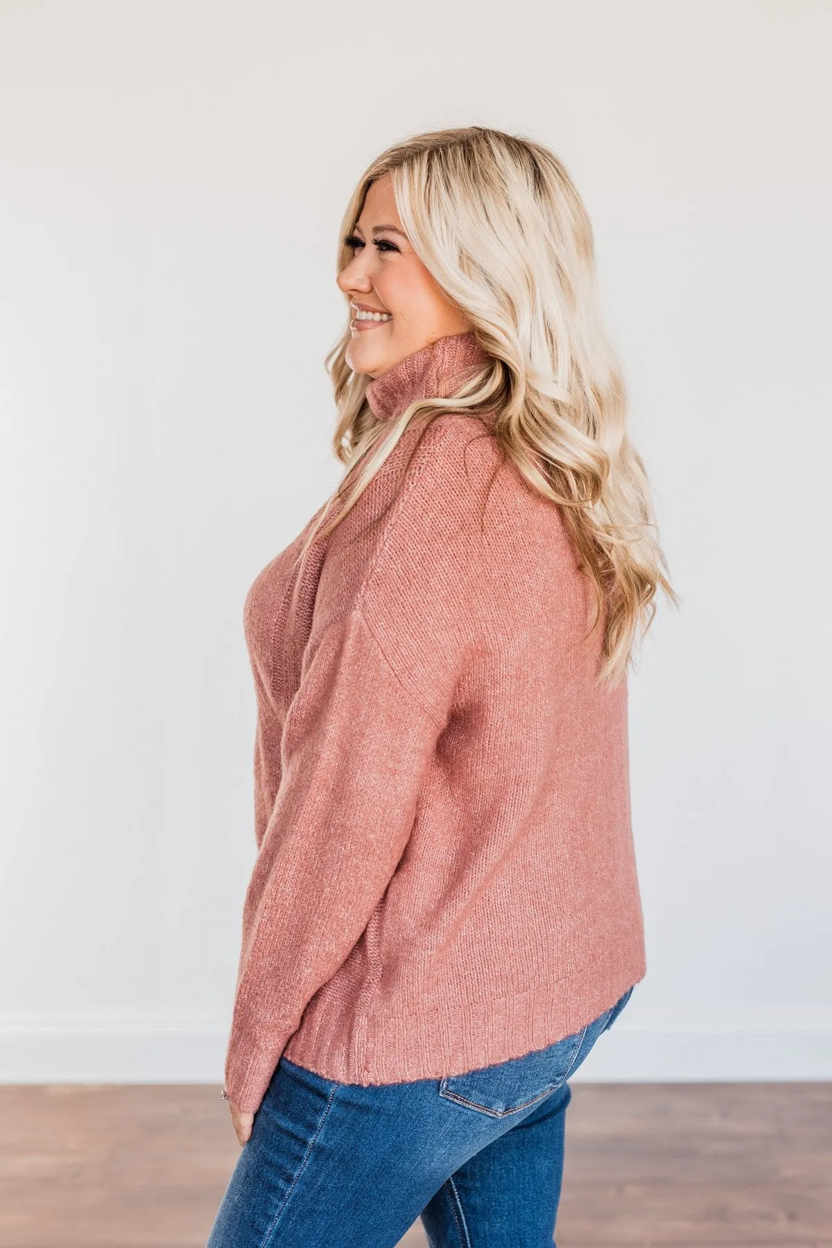 Greatest Blessings Knit Cowl Neck Sweater- Mauve