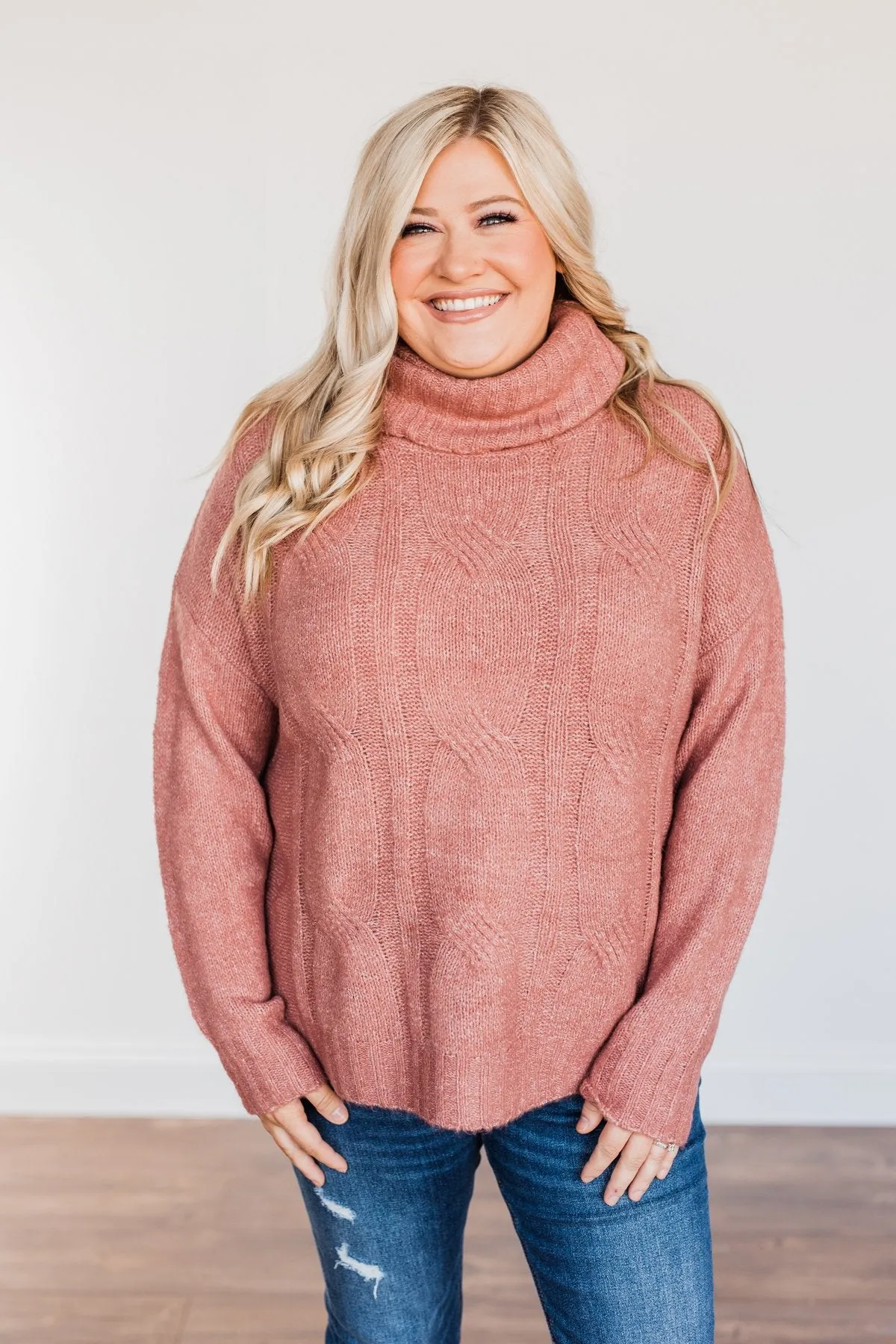 Greatest Blessings Knit Cowl Neck Sweater- Mauve