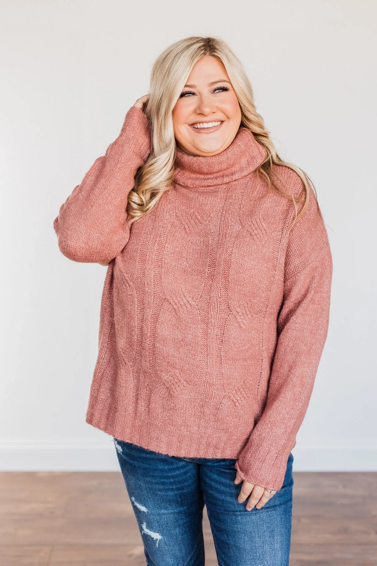 Greatest Blessings Knit Cowl Neck Sweater- Mauve