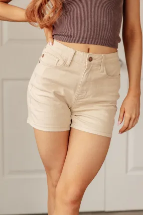 Greta High Rise Shorts in Bone