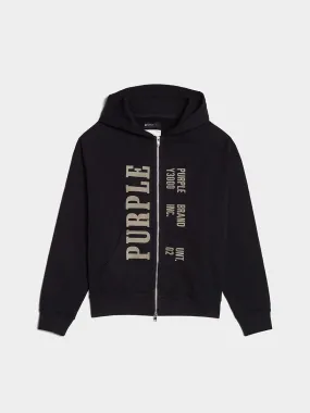 History 2 Way Zip Hoodie, Wash Black