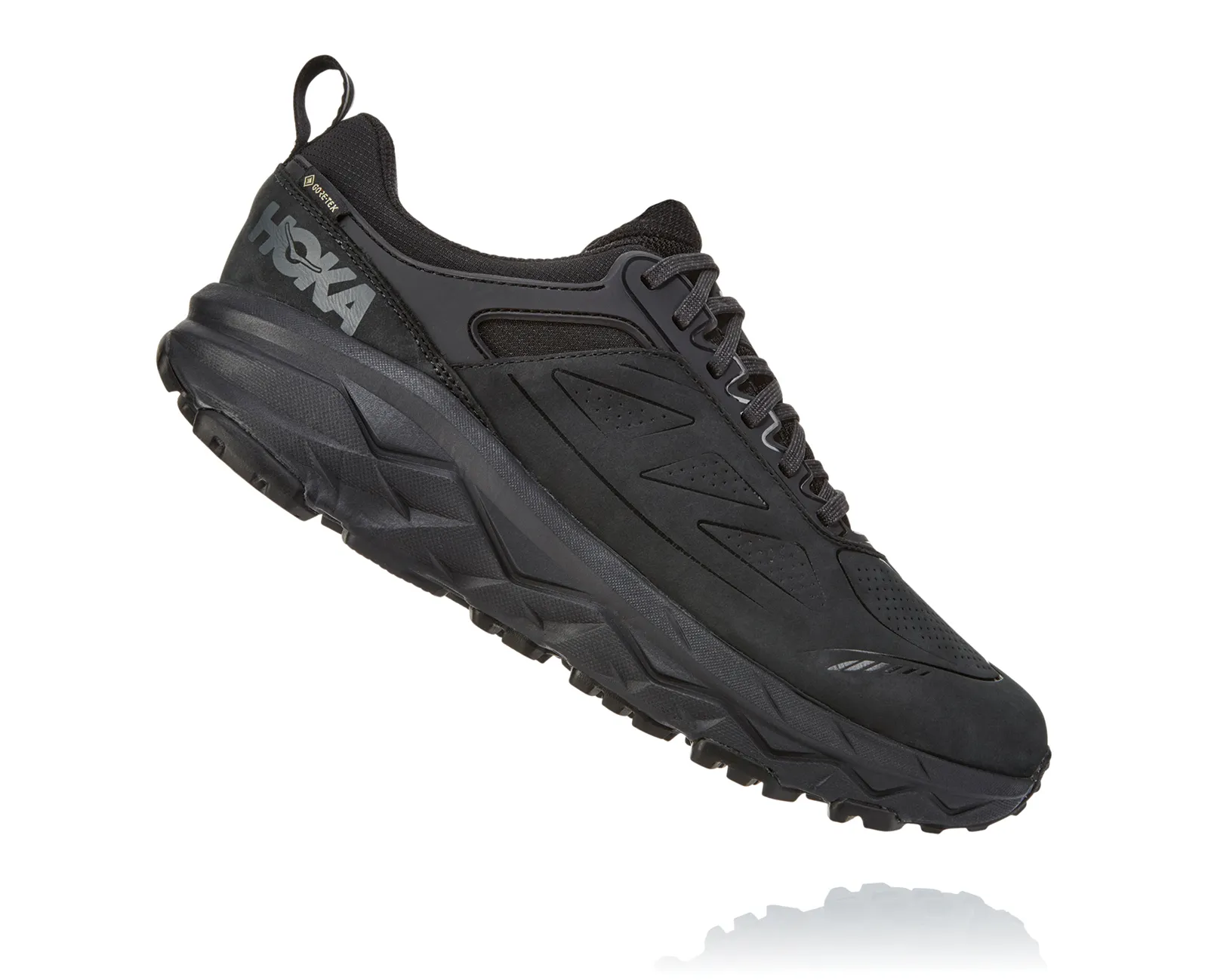 Hoka Mens Challenger Low Gore-Tex Waterproof Hiking Shoe- Black Nubuck Leather