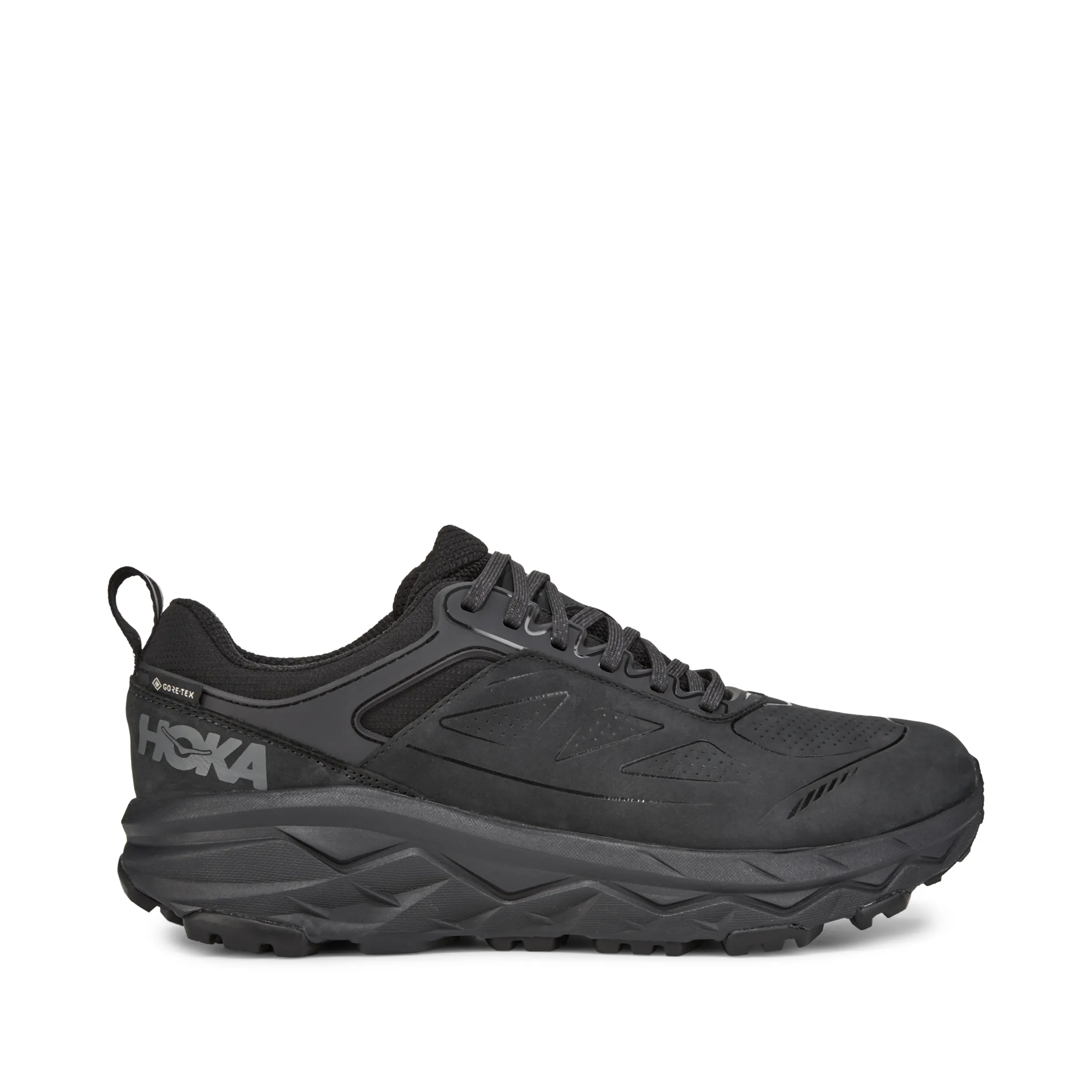 Hoka Mens Challenger Low Gore-Tex Waterproof Hiking Shoe- Black Nubuck Leather