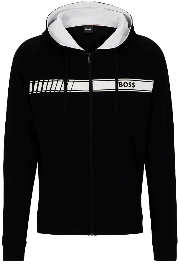 Hugo Boss Zip Hoodie Line Logo Black