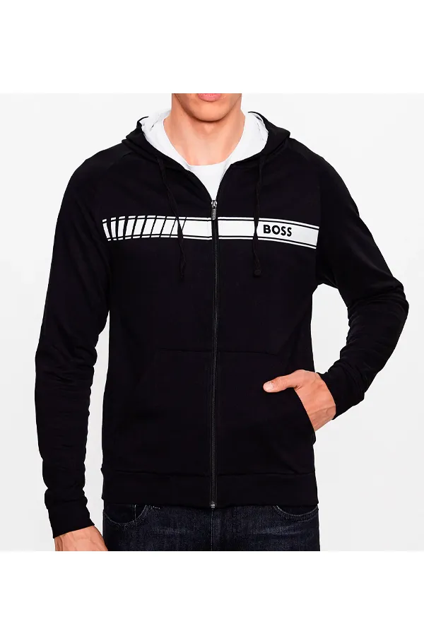 Hugo Boss Zip Hoodie Line Logo Black