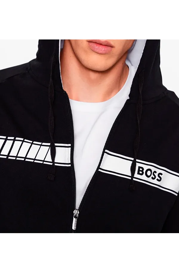 Hugo Boss Zip Hoodie Line Logo Black