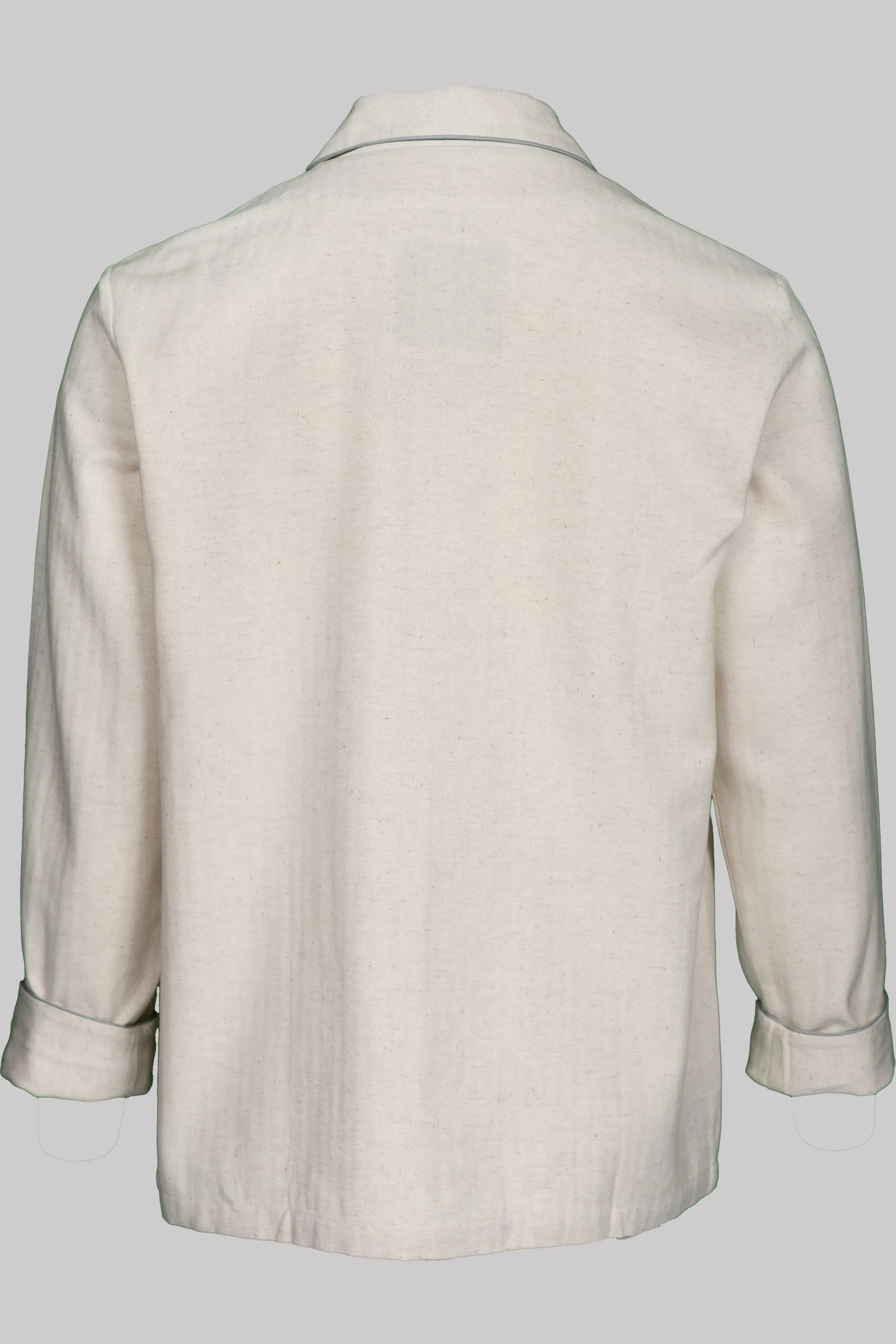 HUSSAR-SHIRT NATURAL with  braiding 100% COTTON Herringbone-Thick