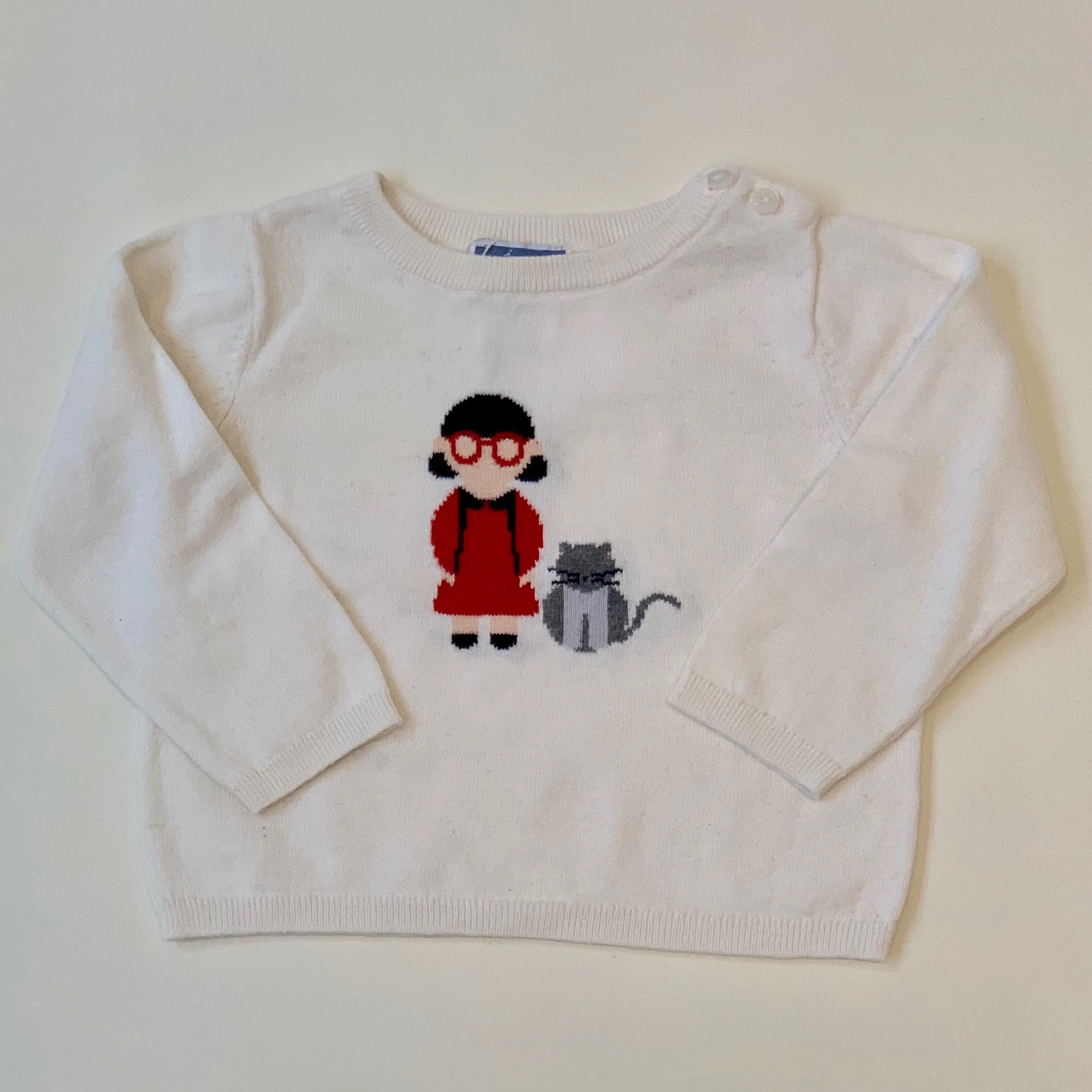 Jacadi White Sweater With Motif: 18 Months