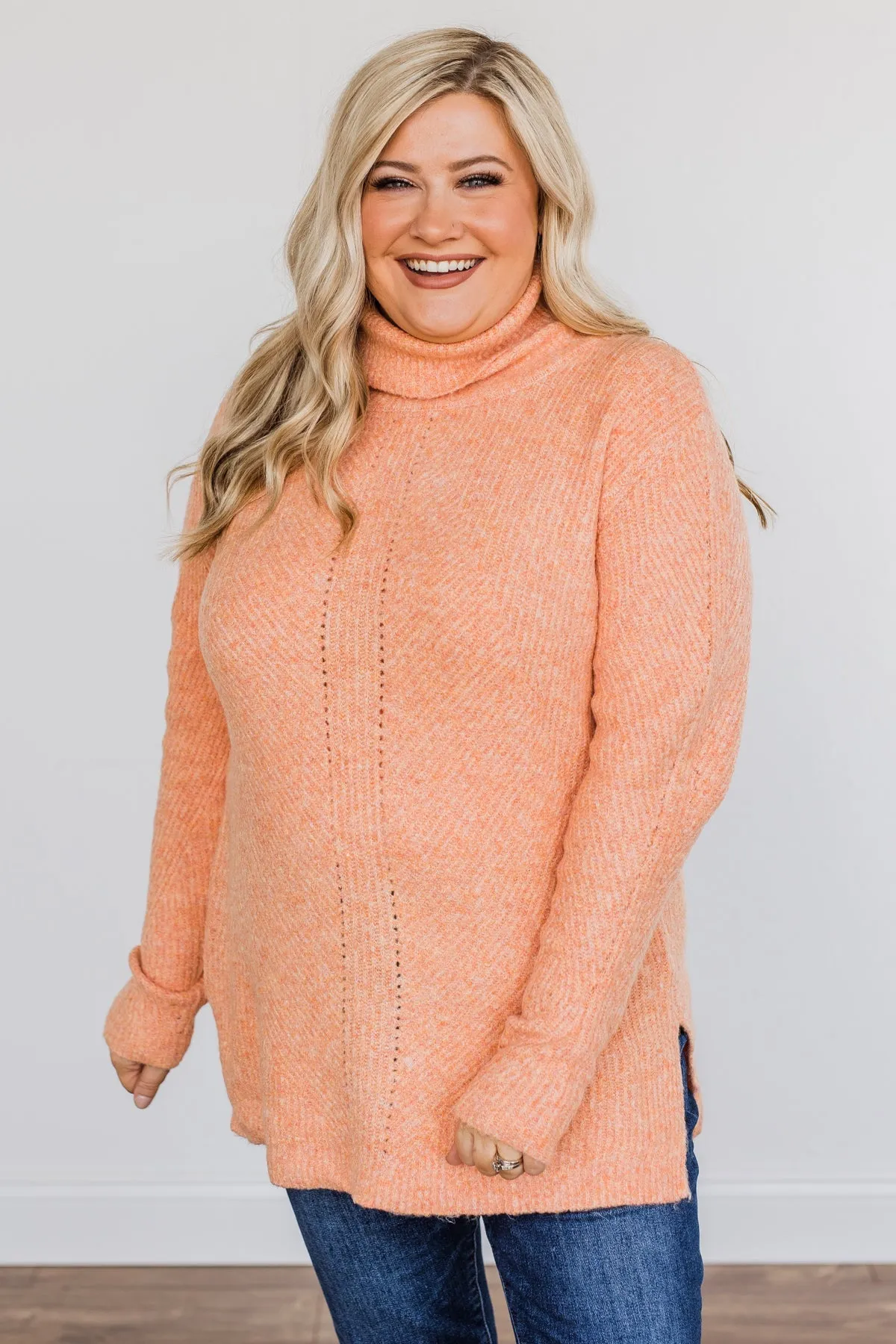 Limelight Aura Knit Cowl Neck Sweater- Coral