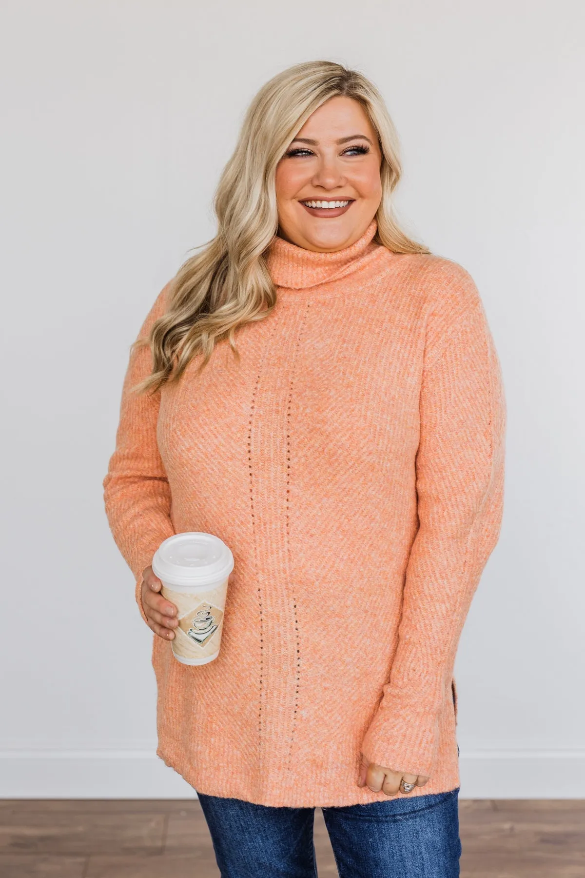 Limelight Aura Knit Cowl Neck Sweater- Coral