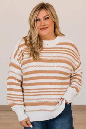 Looking For Love Striped Sweater- Ivory & Camel