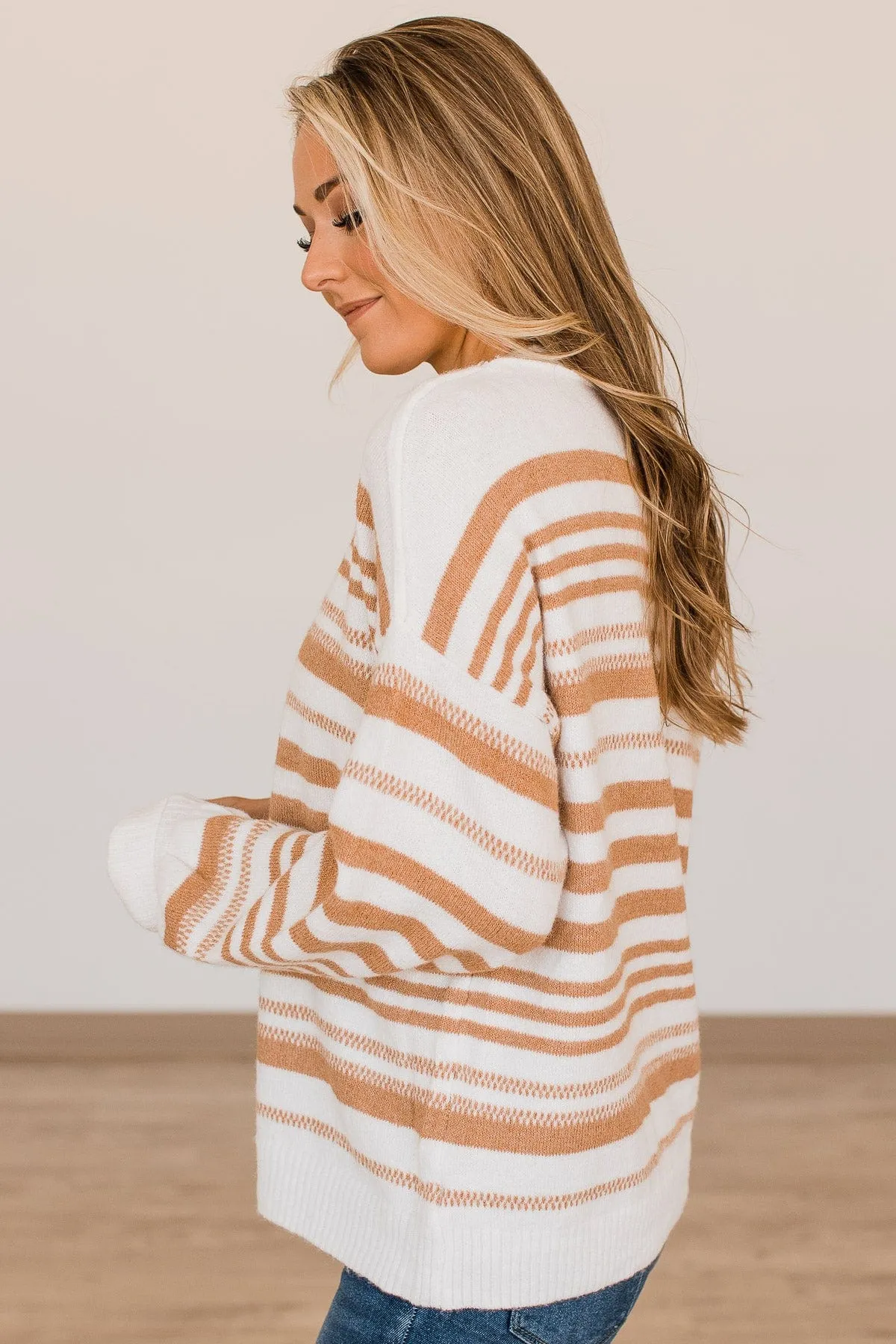 Looking For Love Striped Sweater- Ivory & Camel