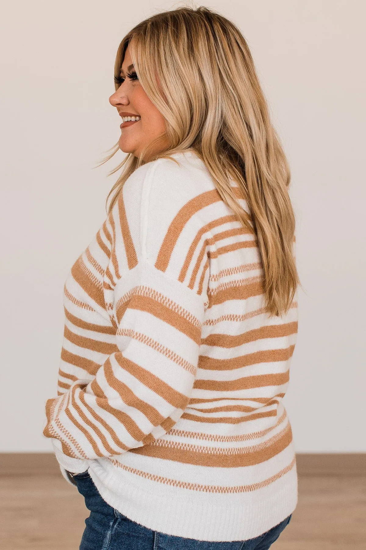 Looking For Love Striped Sweater- Ivory & Camel