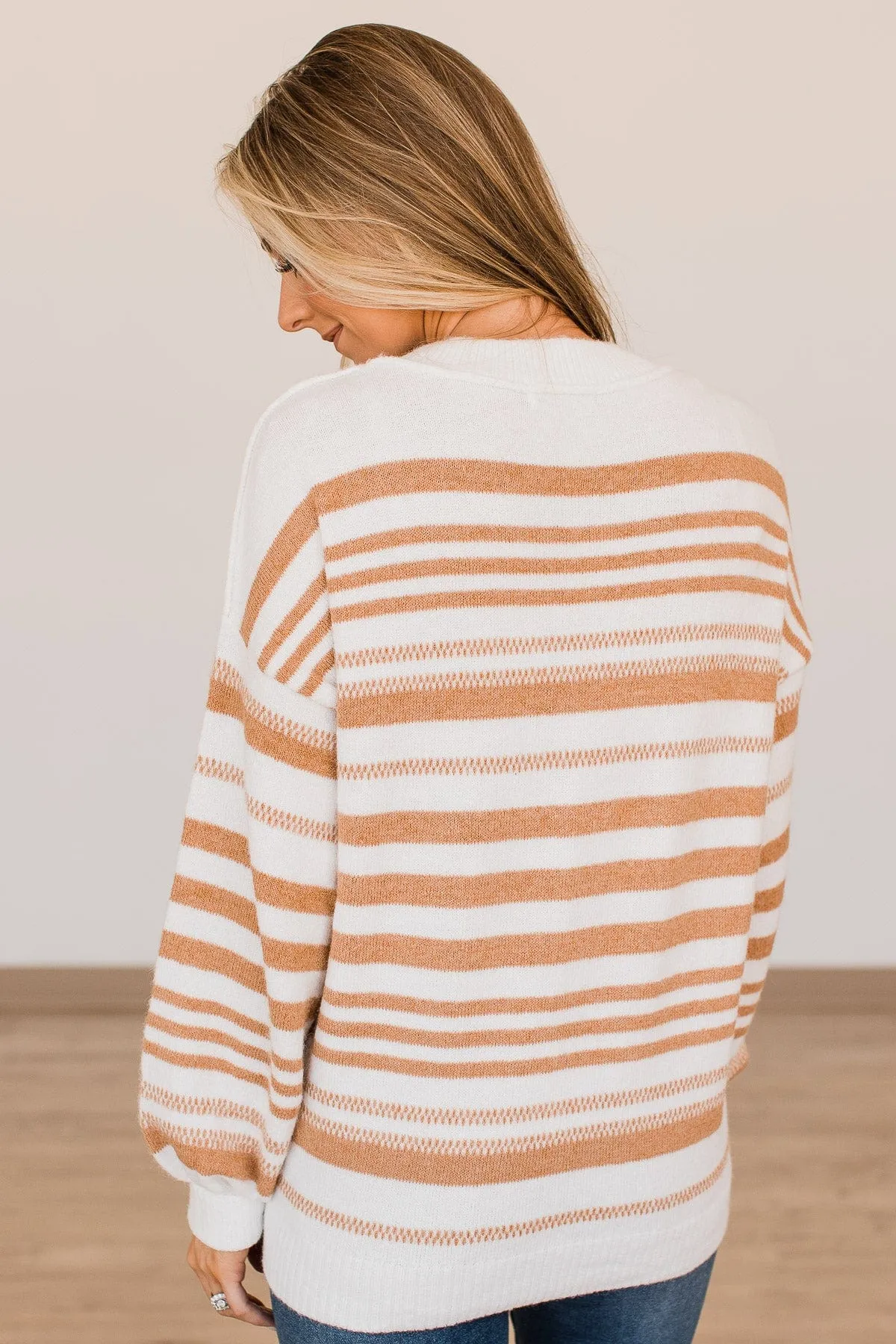 Looking For Love Striped Sweater- Ivory & Camel