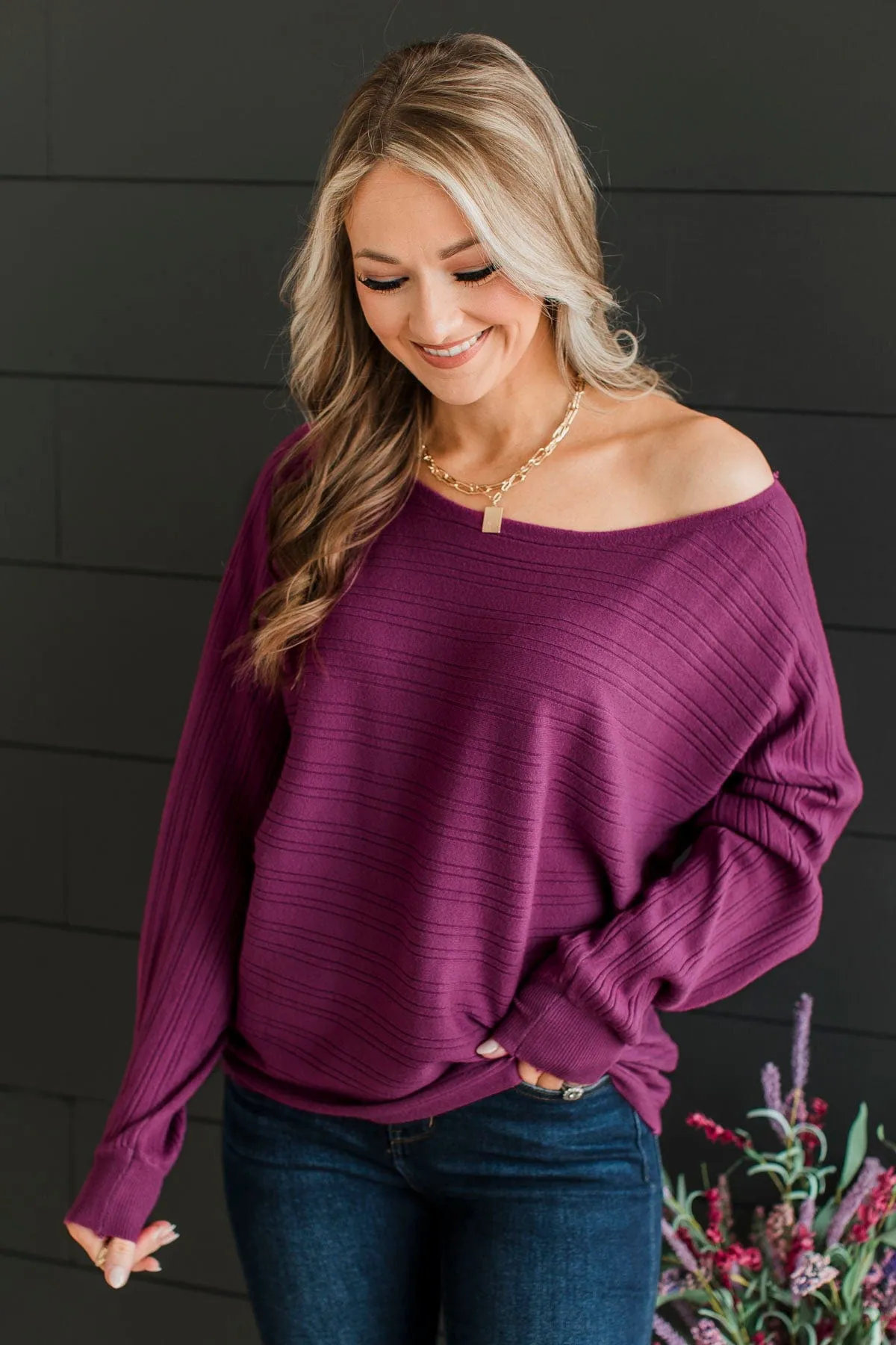 Make It Matter Knit Sweater- Deep Orchid