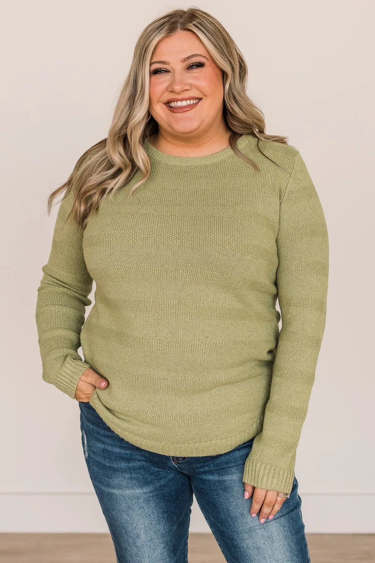 Making It Look Easy Knit Sweater- Sage