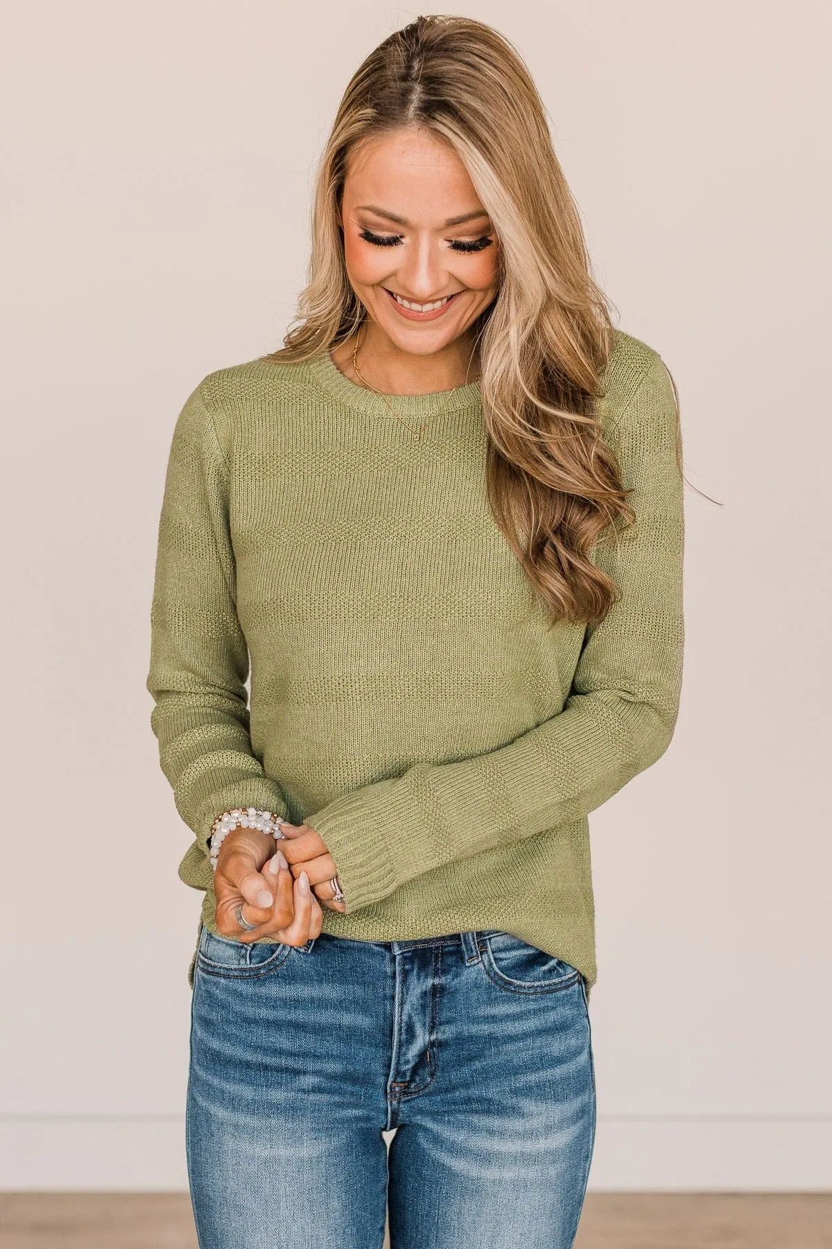 Making It Look Easy Knit Sweater- Sage