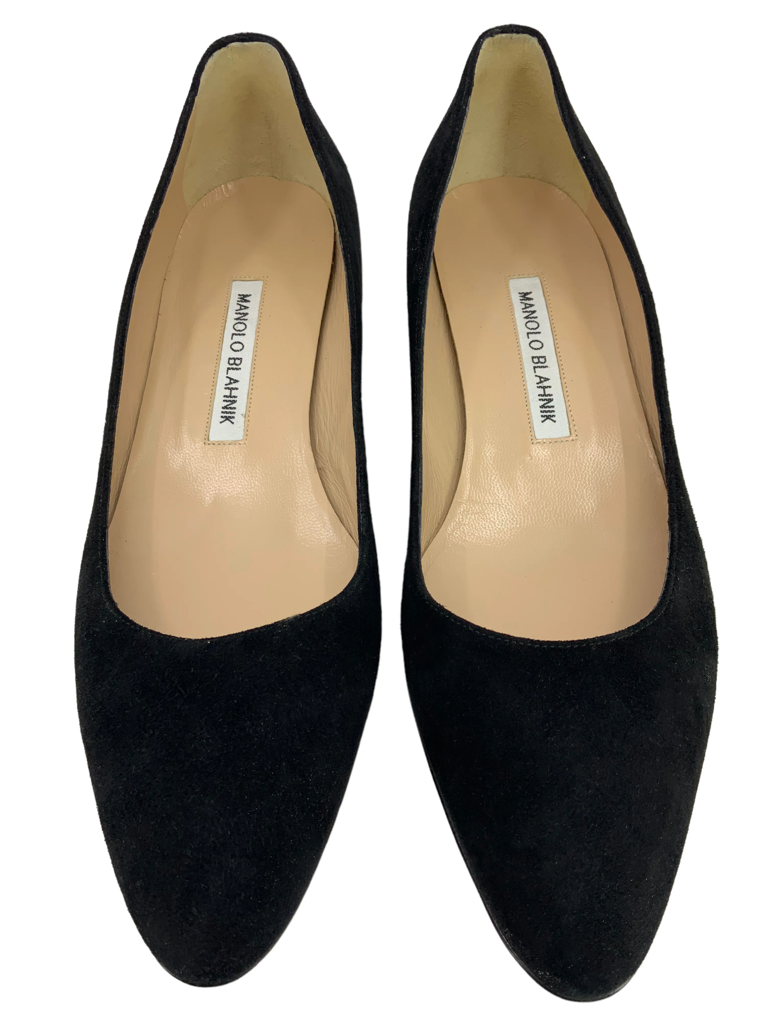 Manolo Blahnik Listony Block-Heel Suede Pumps 8.5