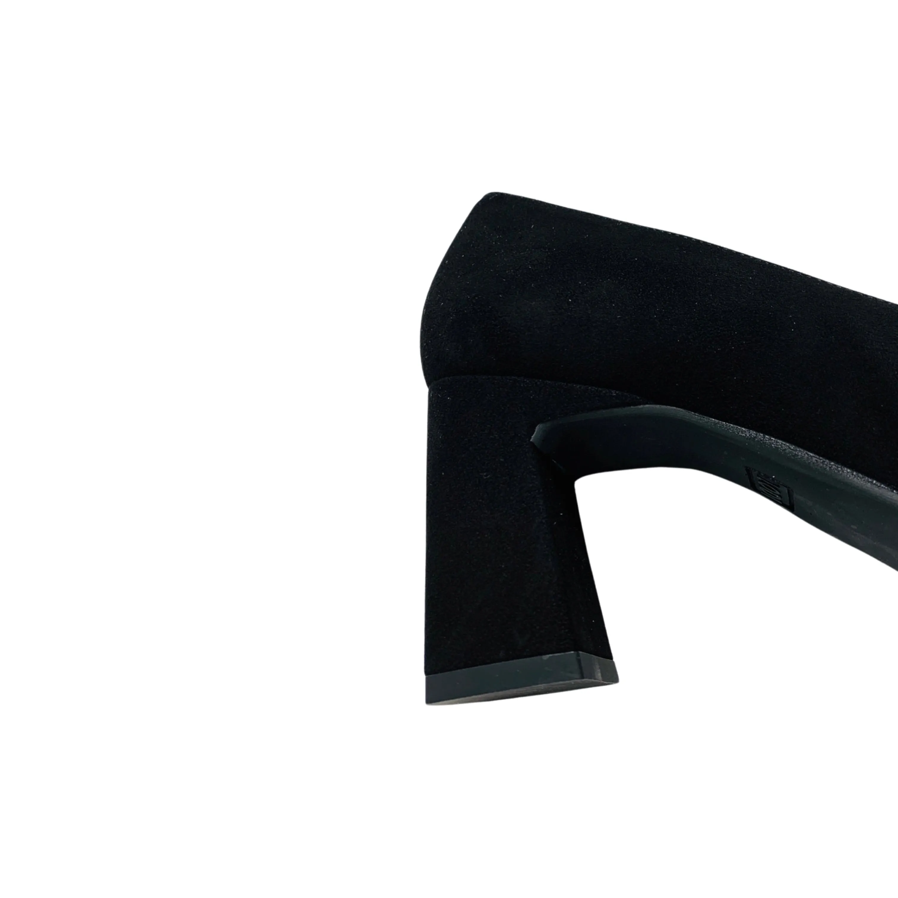 Masana Black Suede Block Heel Pump