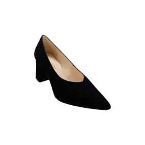 Masana Black Suede Block Heel Pump