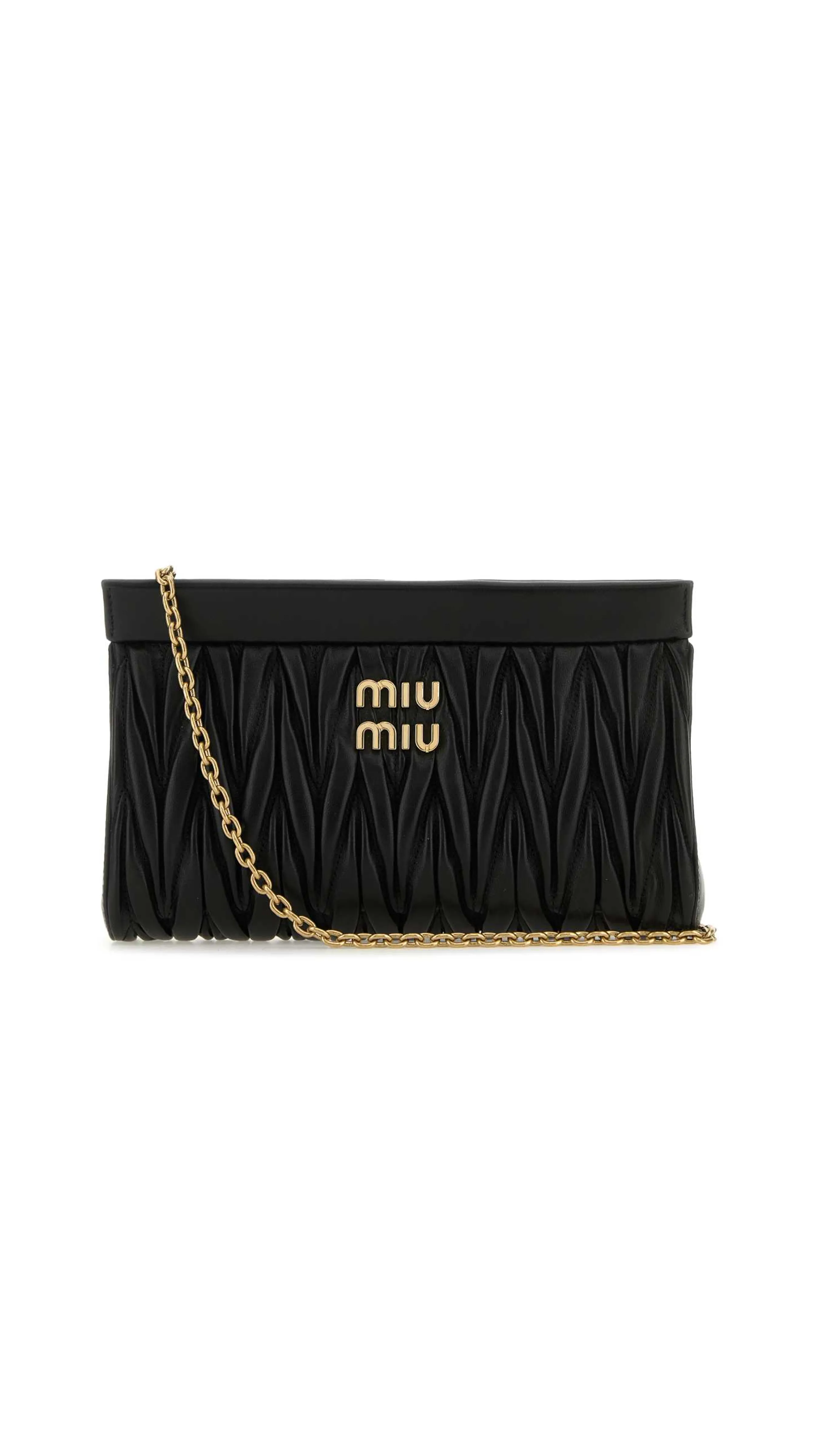 Matelassé Chain-Linked Shoulder Bag – Black