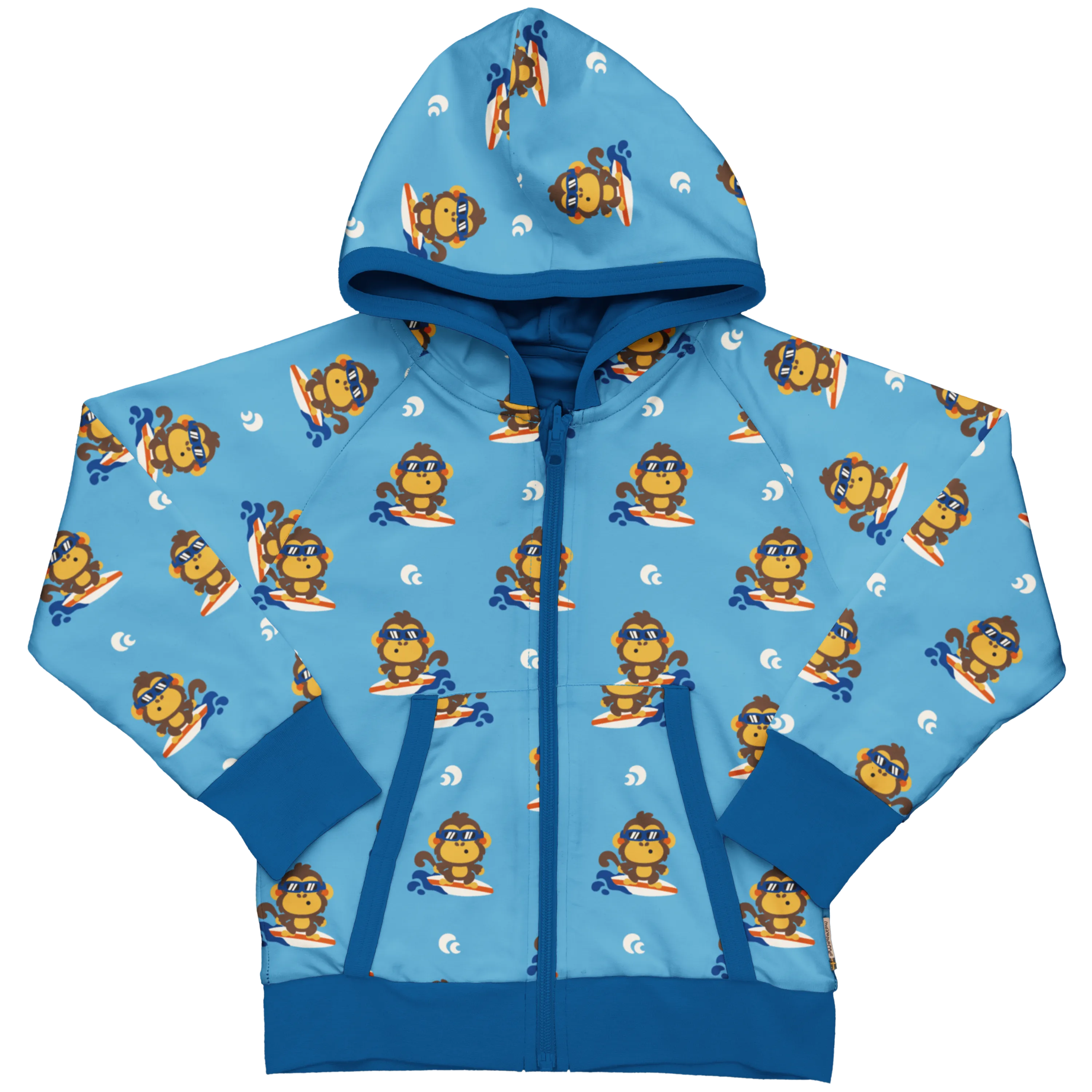 Maxomorra Monkey Organic Cotton Reversible Zip Hoodie