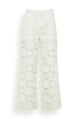 Melia Embroidery Pant in White