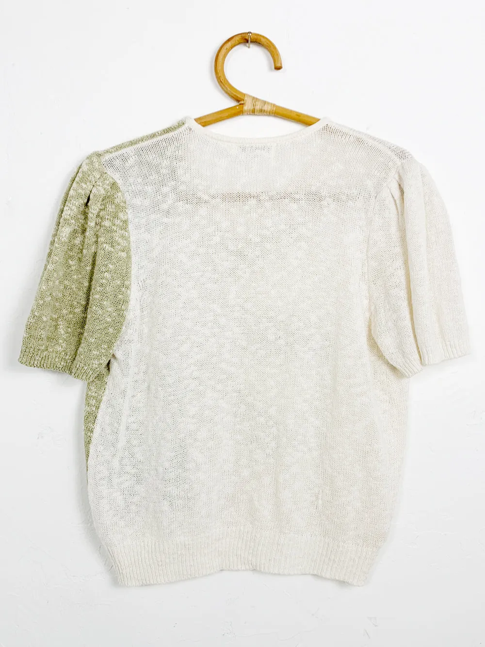 NamKyung Shortsleeved Two Toned Pearl Studded Sweater