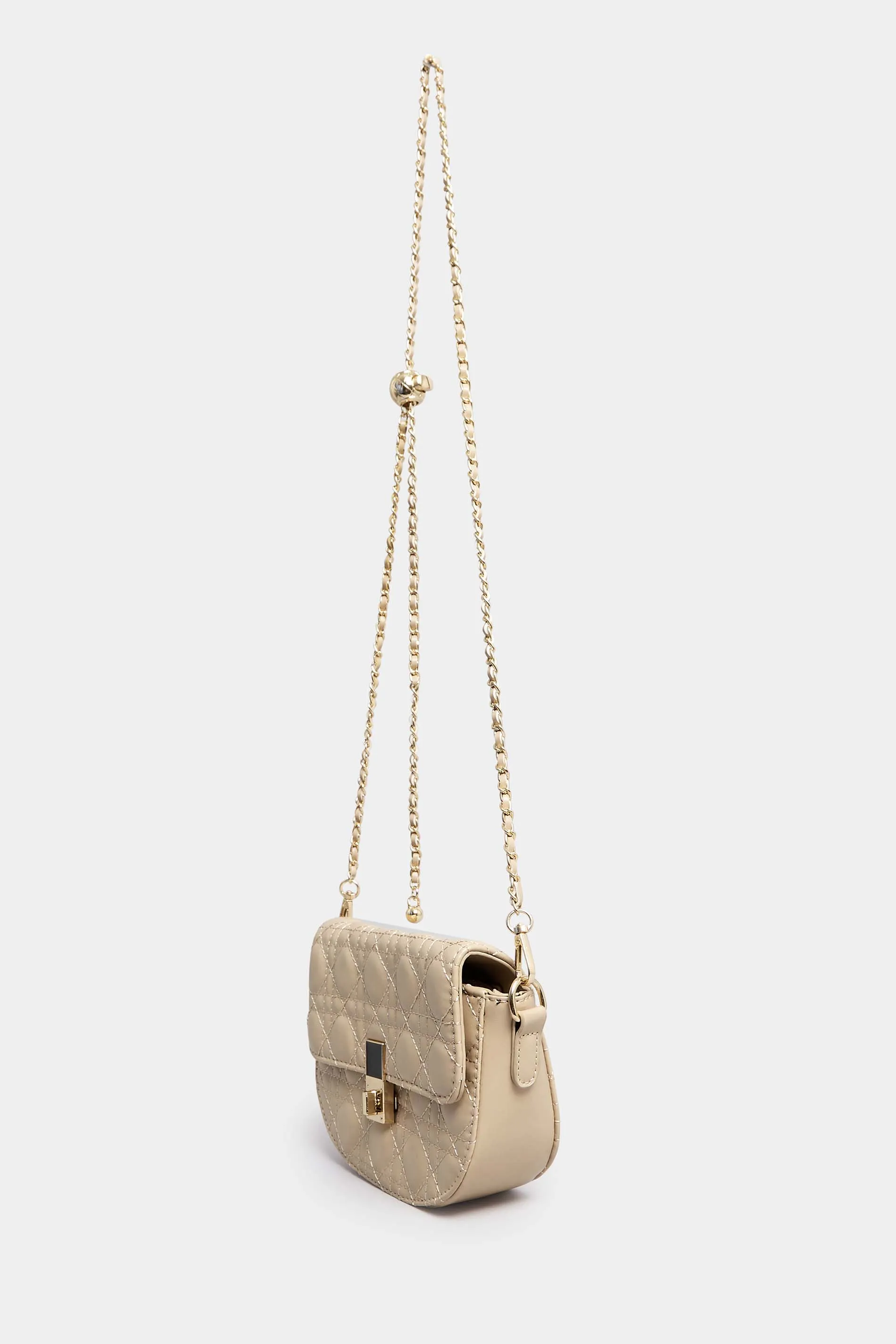 Nude Quilted Chain Shoulder Bag