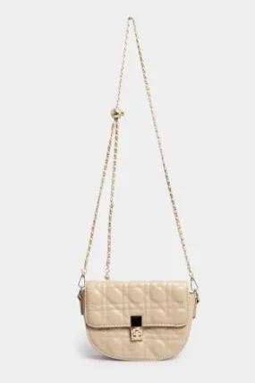 Nude Quilted Chain Shoulder Bag