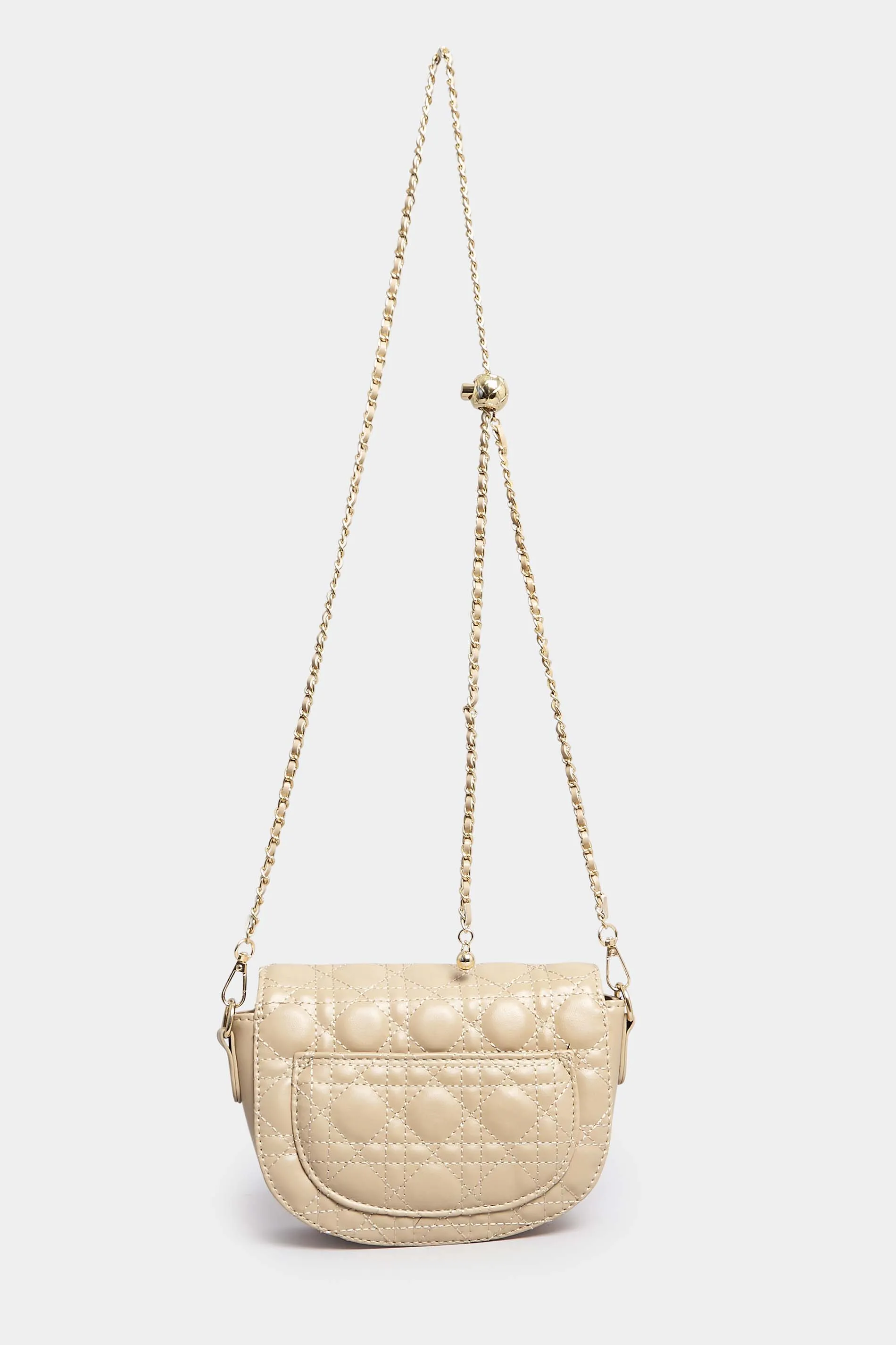 Nude Quilted Chain Shoulder Bag