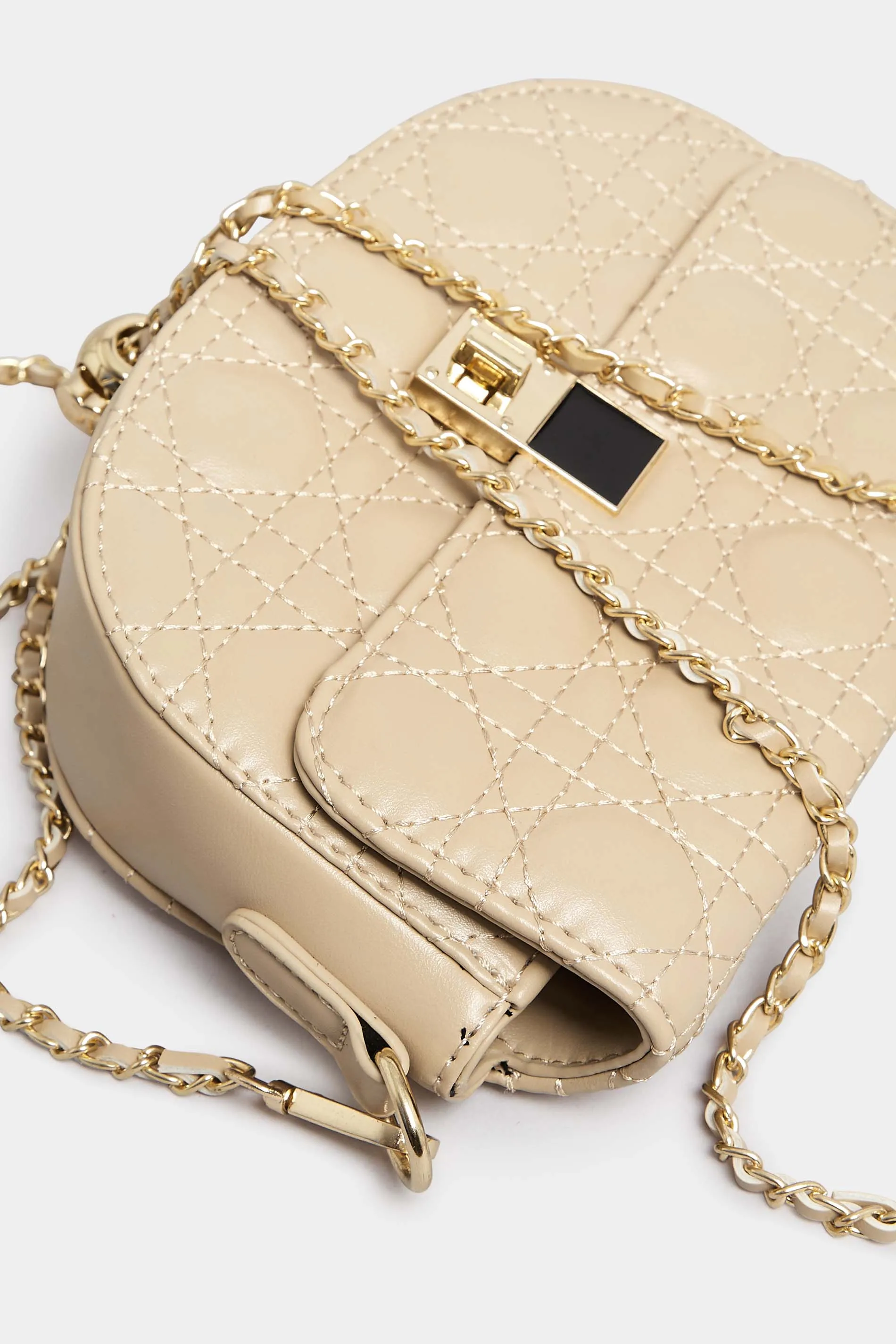 Nude Quilted Chain Shoulder Bag