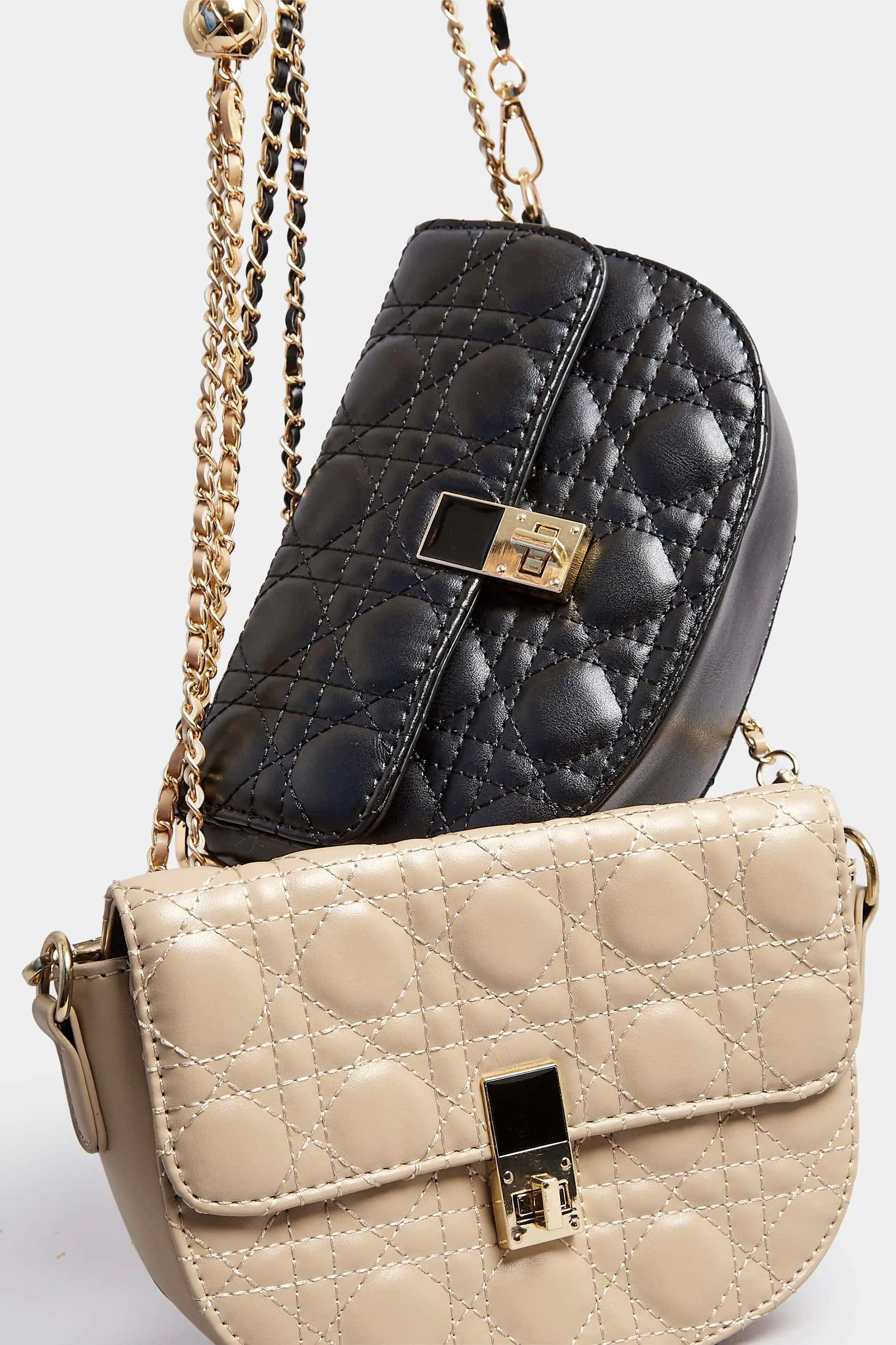 Nude Quilted Chain Shoulder Bag