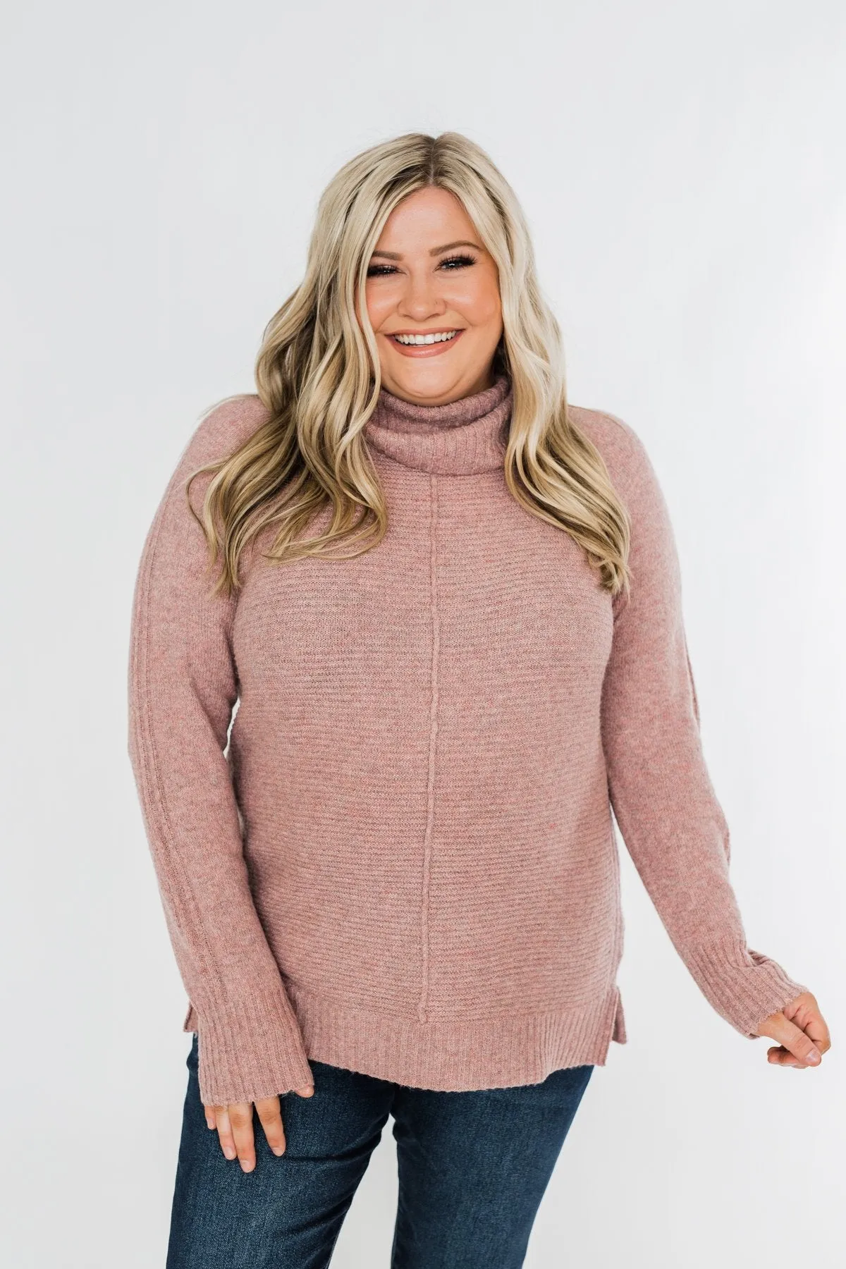 Oh Darling Cowl Neck Sweater- Dusty Mauve