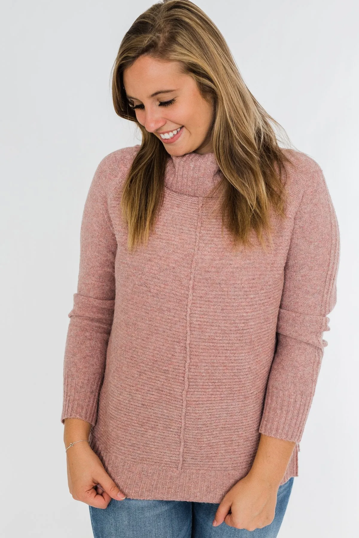 Oh Darling Cowl Neck Sweater- Dusty Mauve