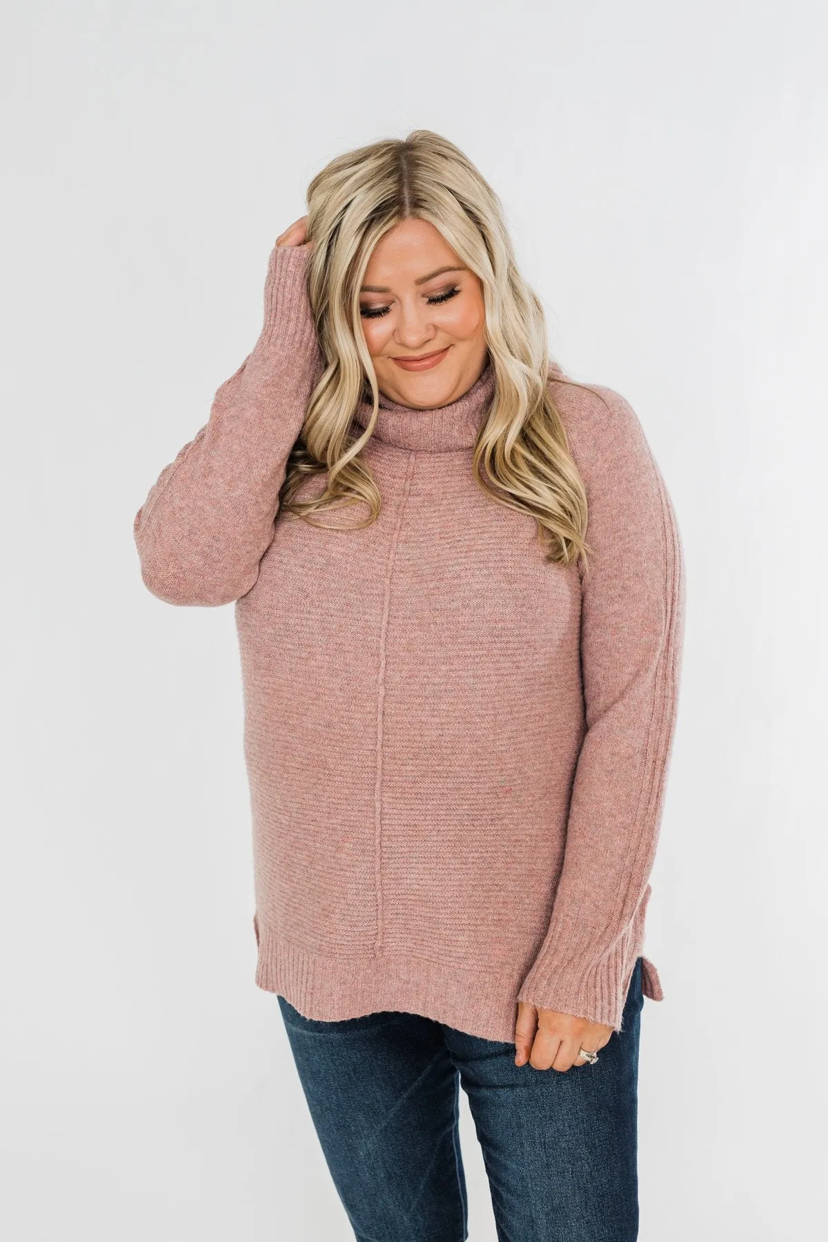 Oh Darling Cowl Neck Sweater- Dusty Mauve