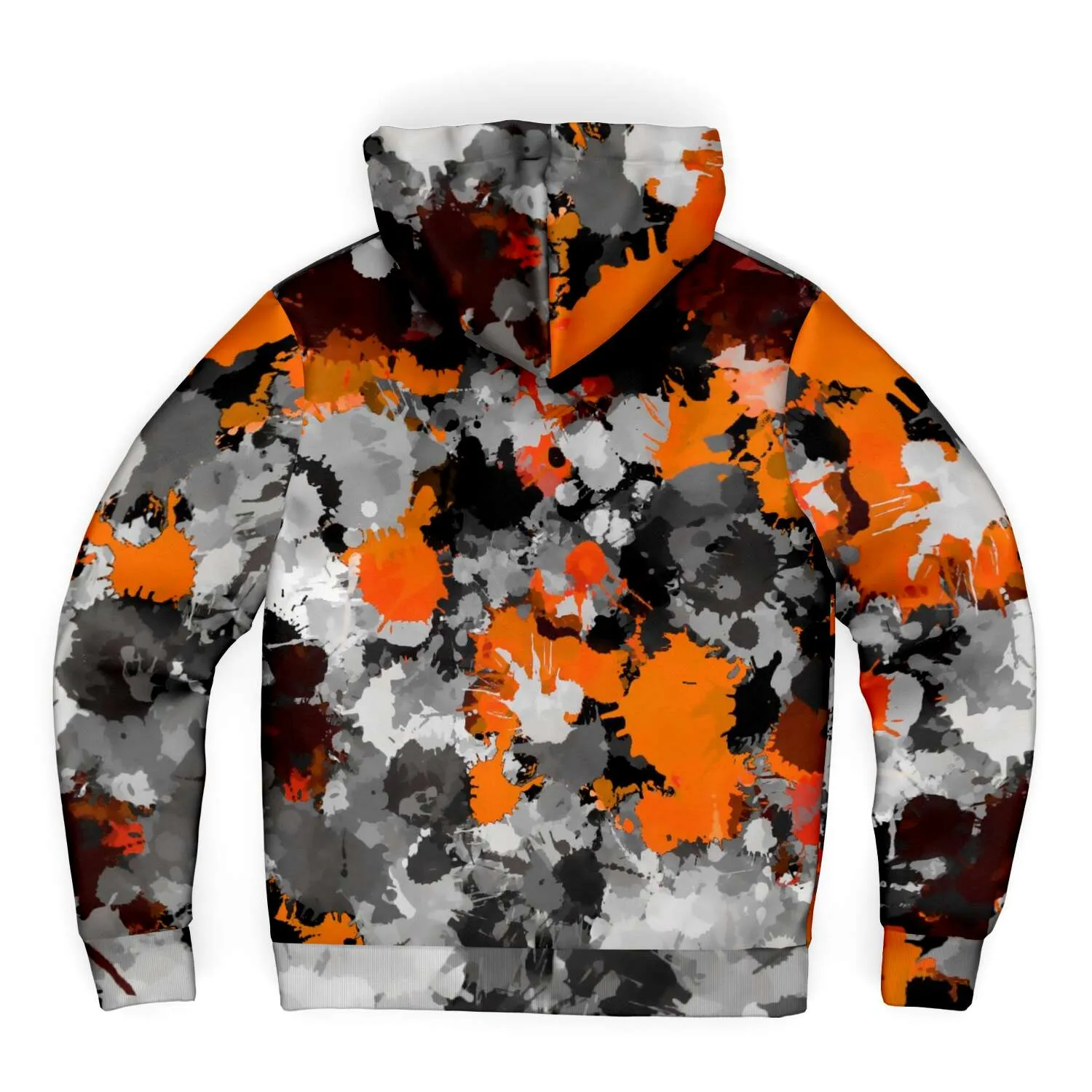 Orange and Grey Paint Splatter Sherpa Hoodie